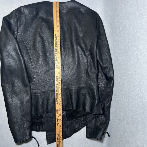 Le Chateau Womens Genuine Leather Moto Jacket Medium Black Asymmetrical Zipper - Picture 9 of 9